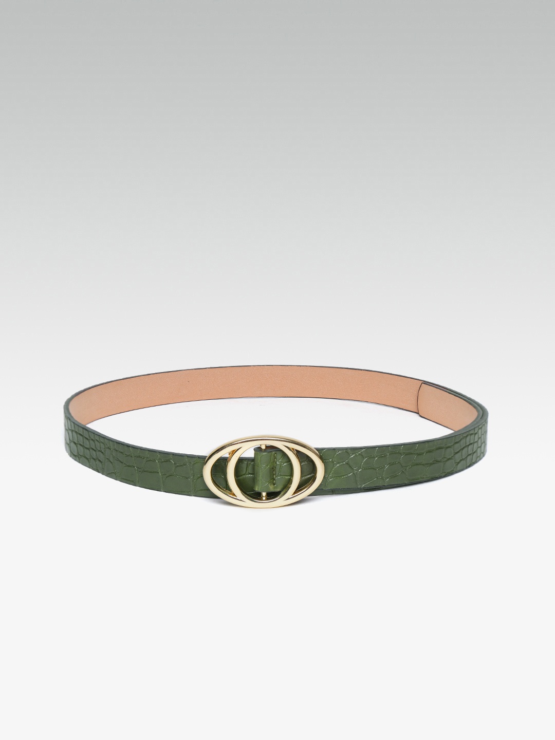 

20Dresses Women Olive Green Croc Textured Belt