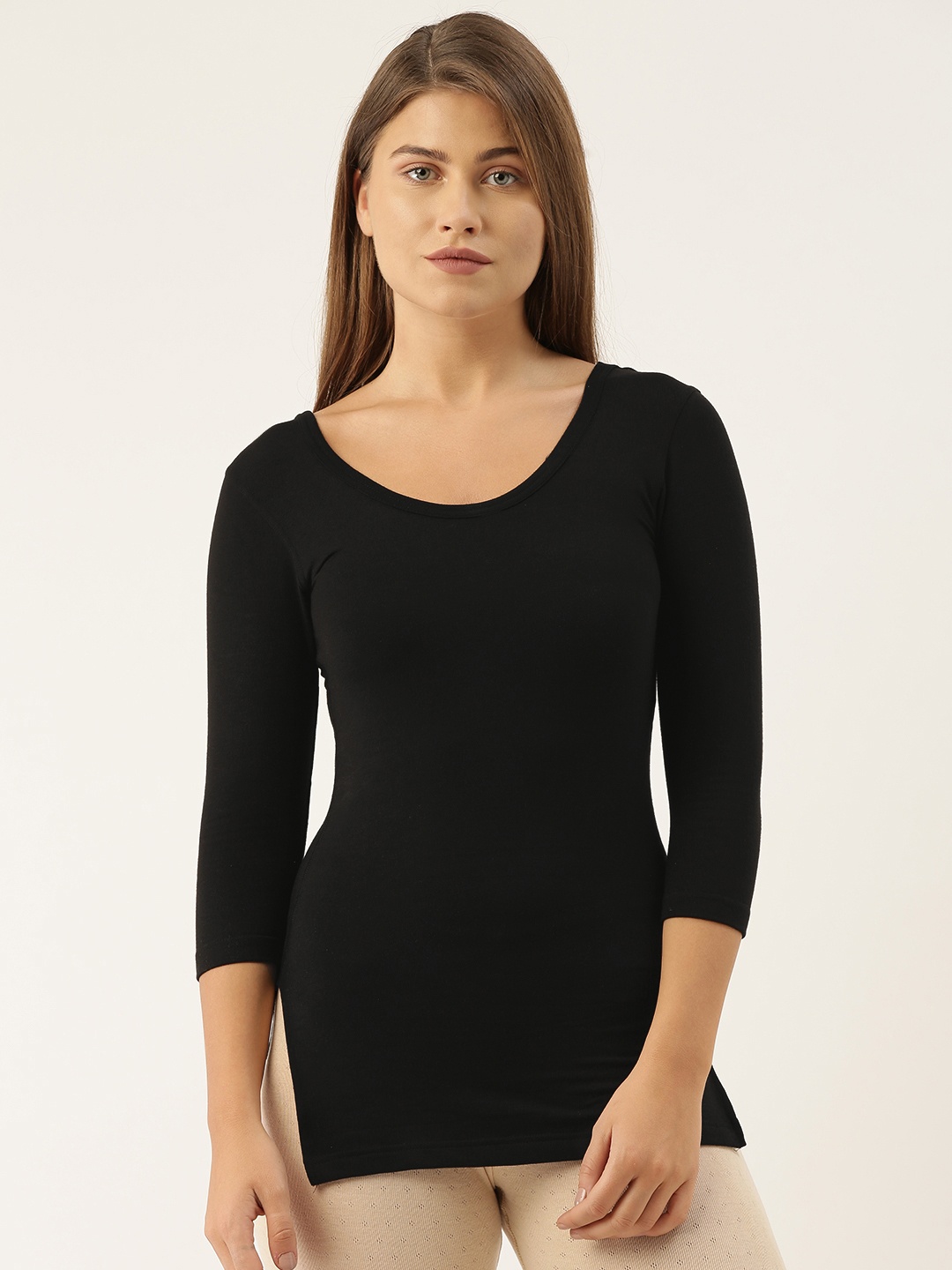 

Fruit of the loom Woman's Black Solid Thermal Top
