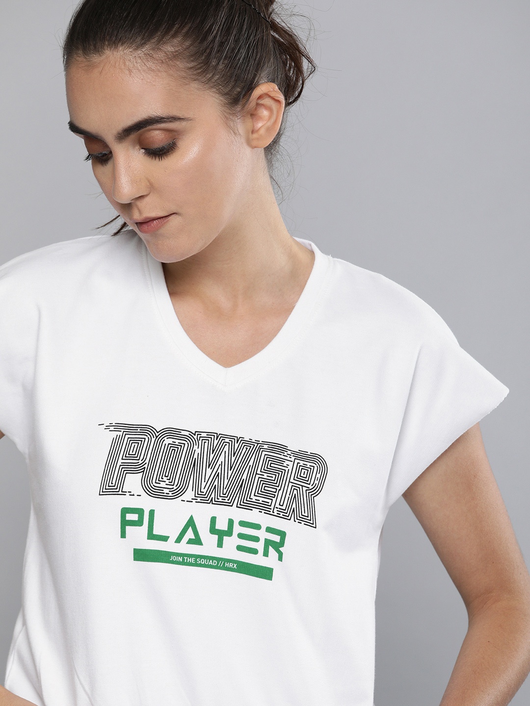 

HRX By Hrithik Roshan Women Optic White Typographic Bio-Wash Lifestyle Tshirt