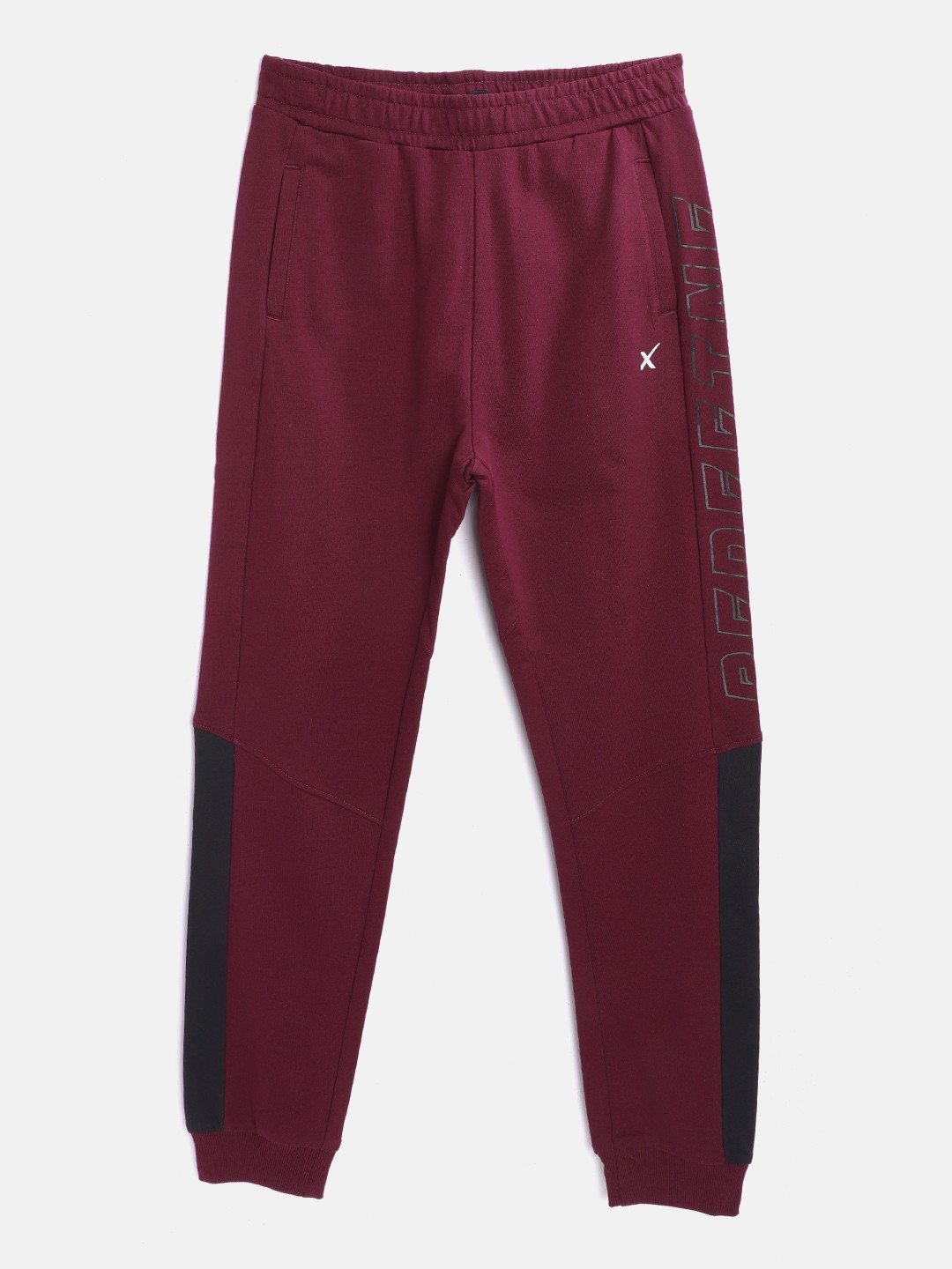 

HRX By Hrithik Roshan U-17 Boys Burgundy Tapered Fit Bio-Wash Cotton Active Joggers