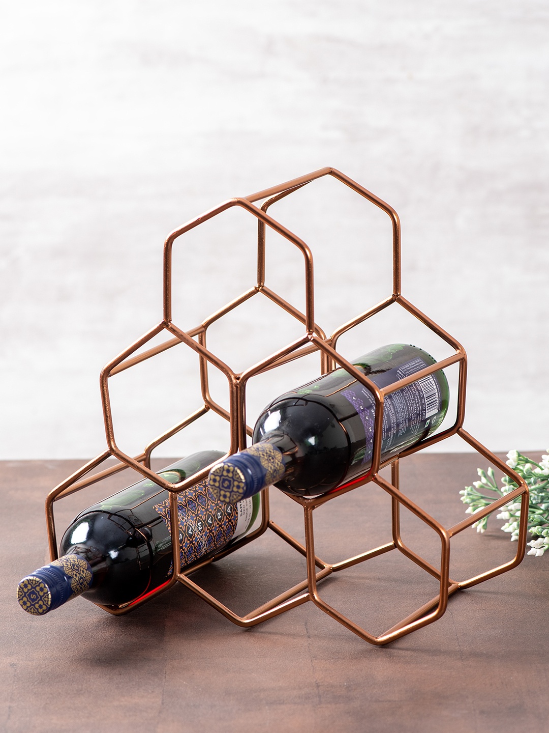 

nestroots Copper-Toned Solid Metallic 6 Bottles Wine Rack