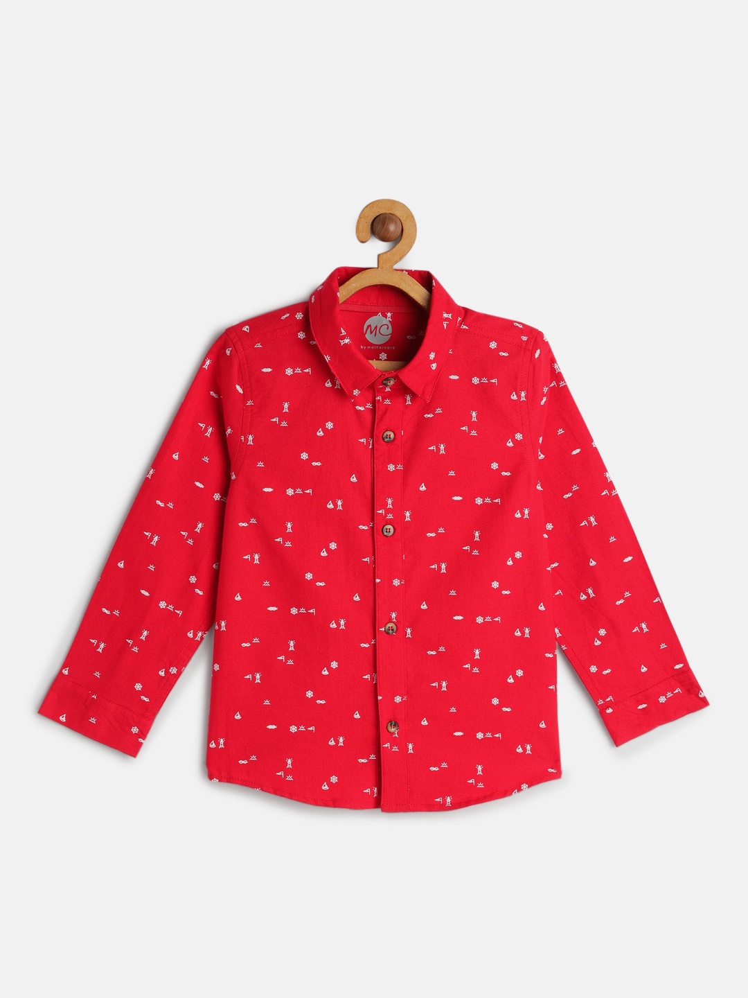 

mothercare Boys Red Slim Fit Printed Casual Shirt