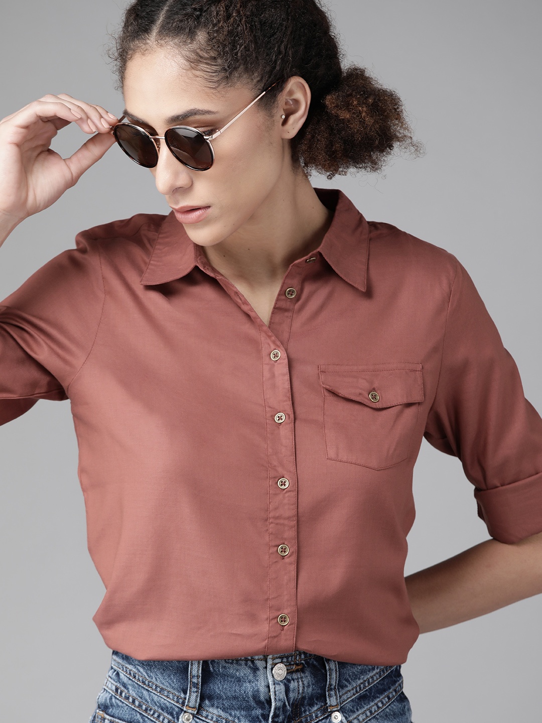

Roadster EcoVero Women Pink Solid Sustainable Shirt