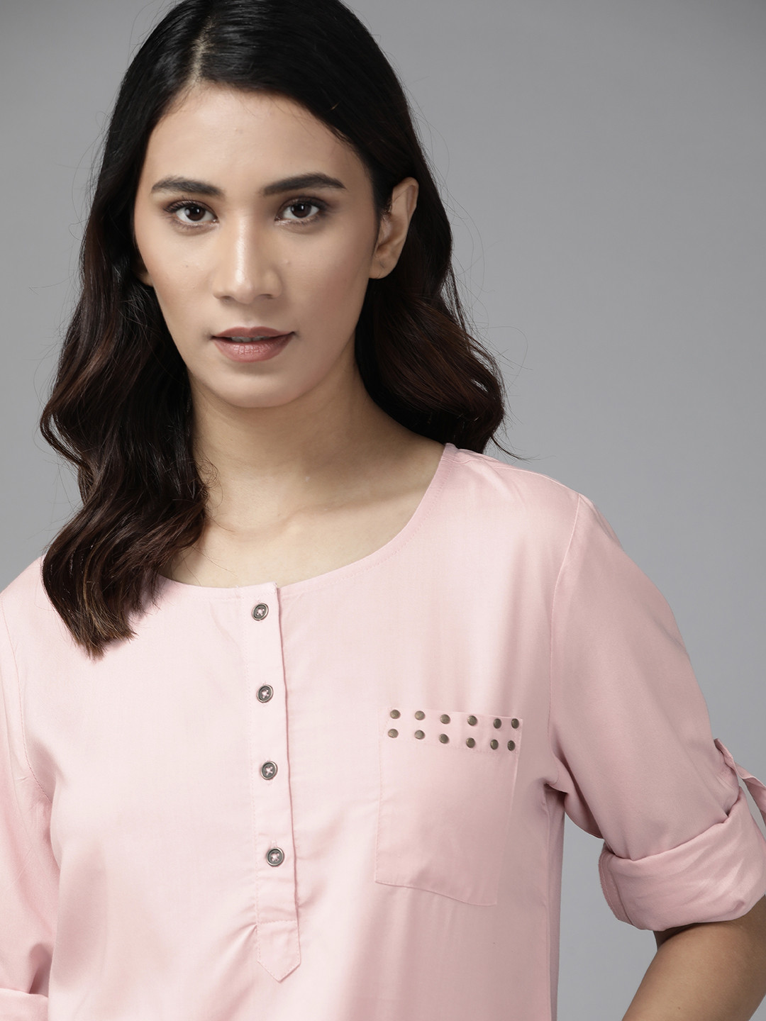 

The Roadster Lifestyle Co Women Pink Solid EcoVero Regular Top