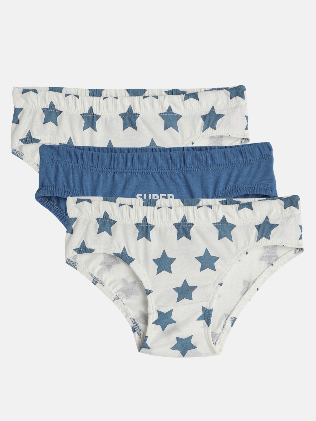 

mothercare Boys Pack of 3 Pure Cotton Basic Briefs in White & Blue