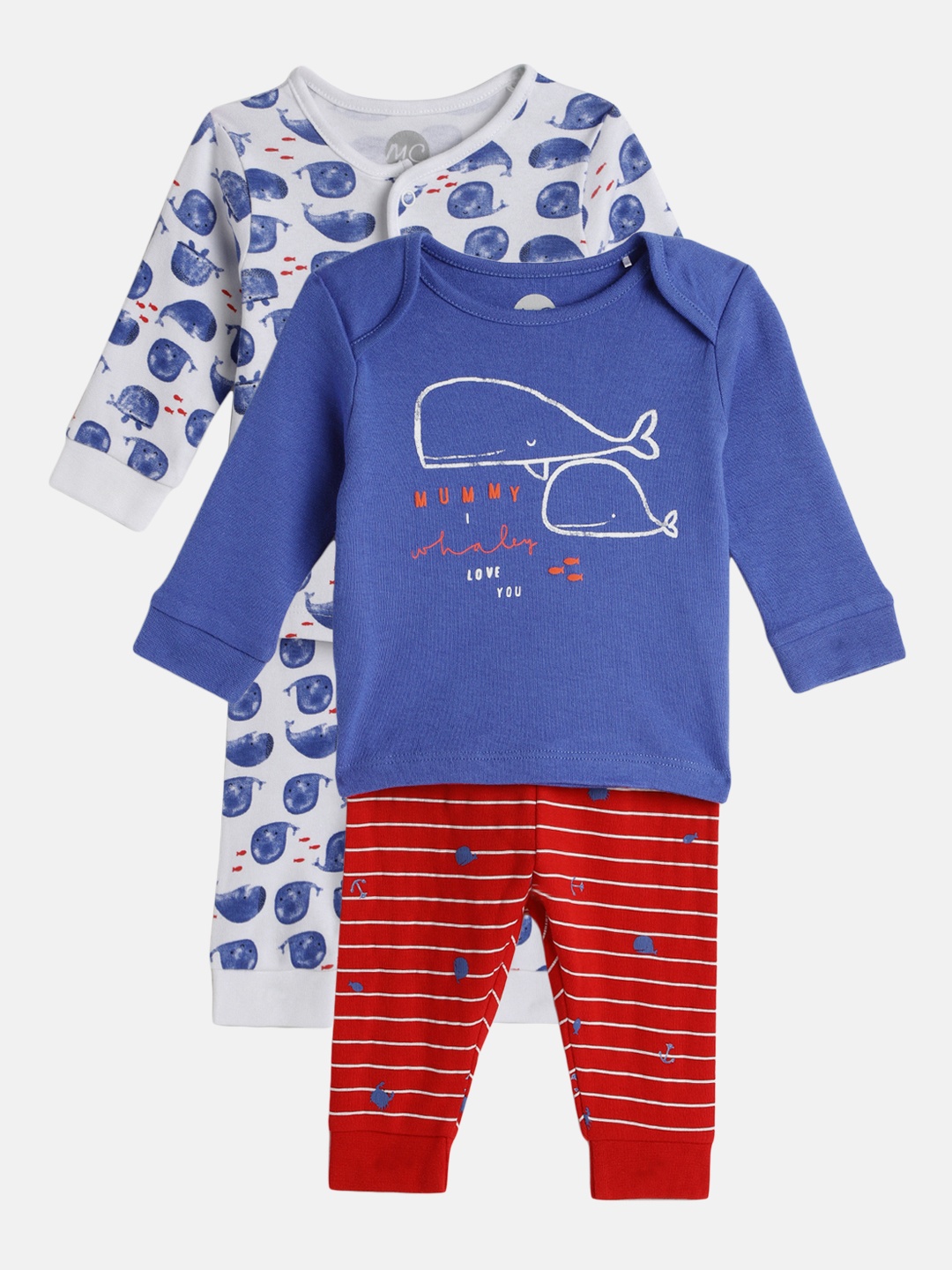 

mothercare Boys Pack of 2 Printed Night Suits, Blue