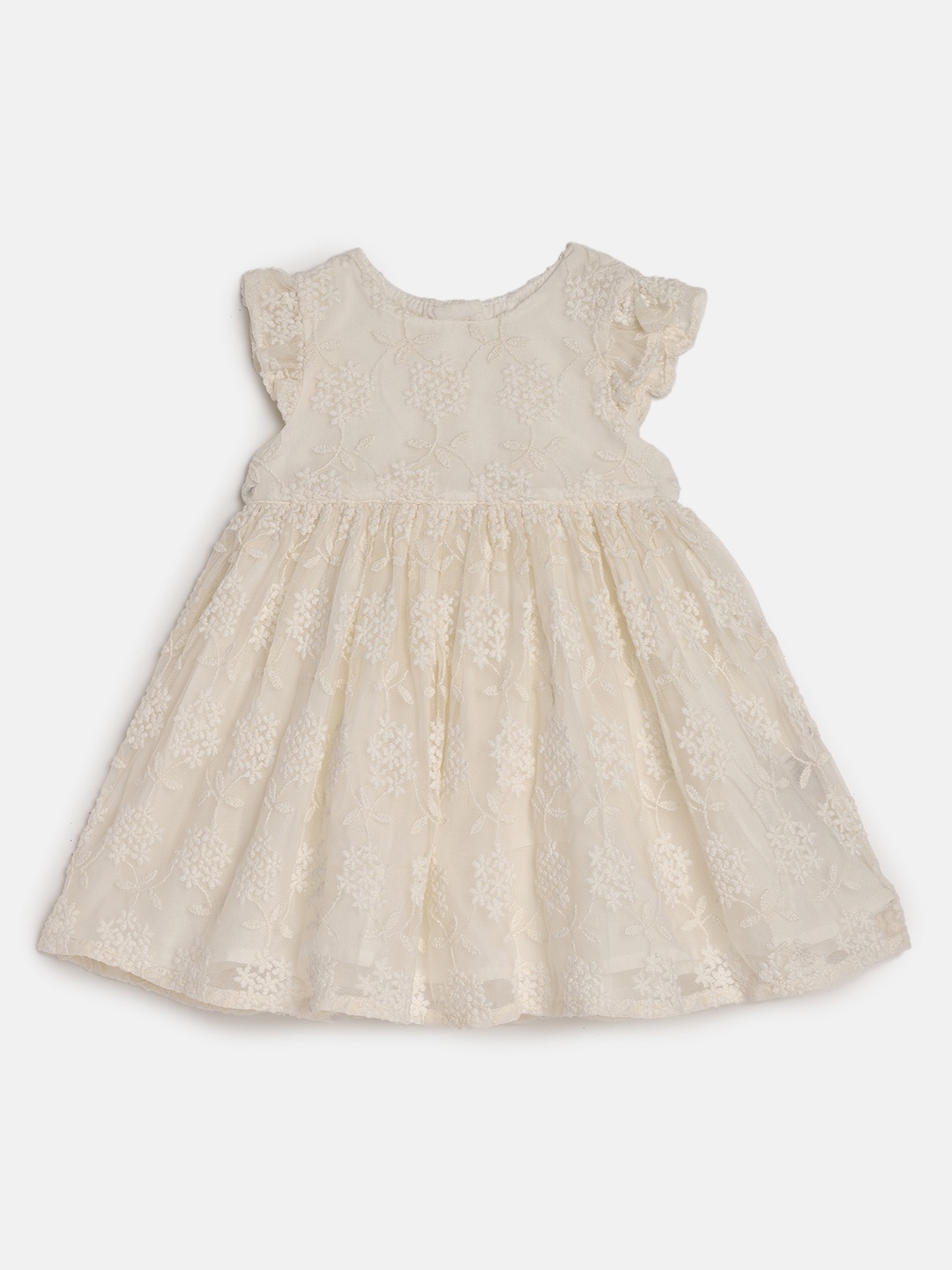 

mothercare Girls Off-White Floral Embroidered Empire Dress
