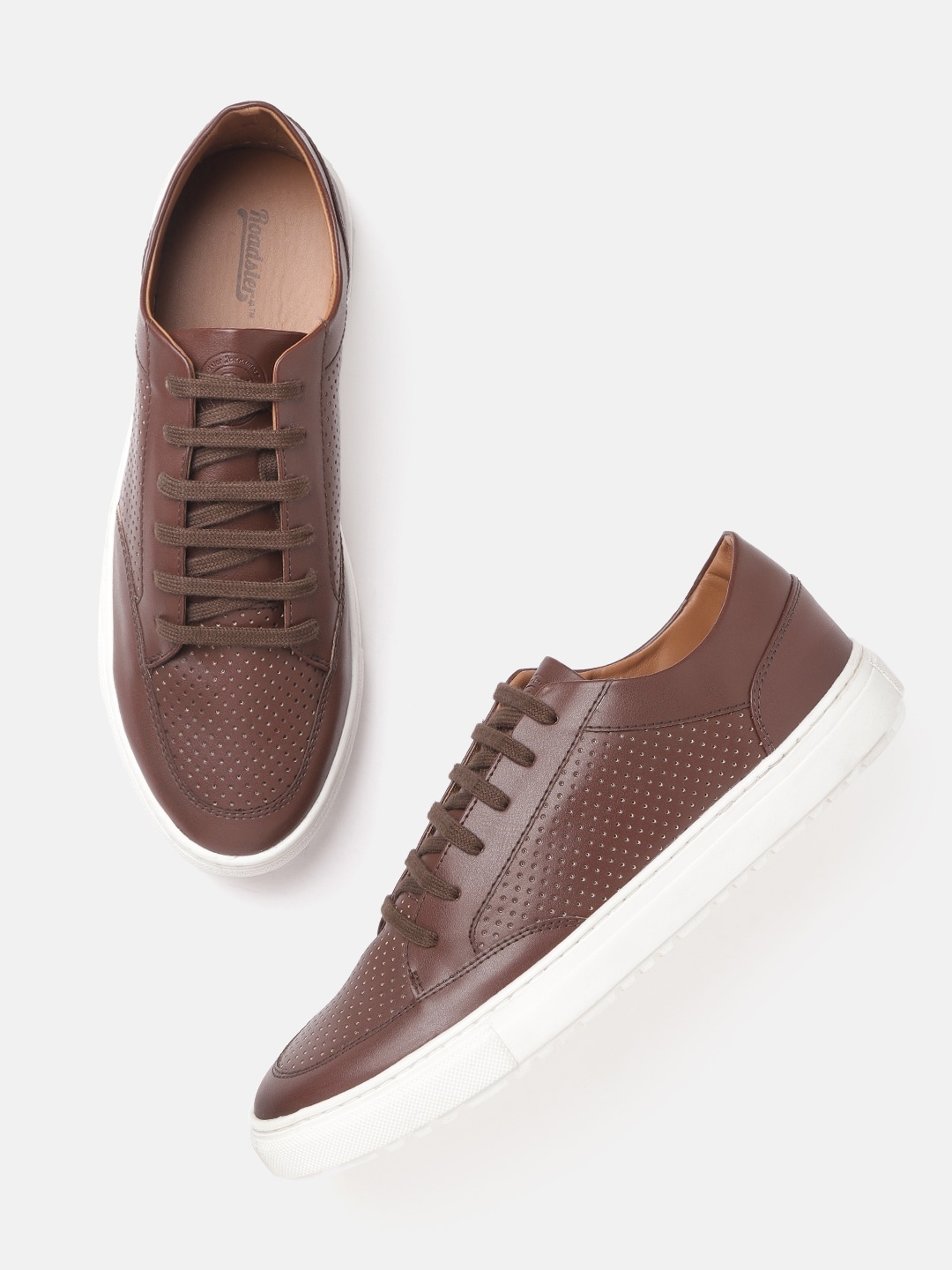 

The Roadster Lifestyle Co Men Brown Perforated Sneakers