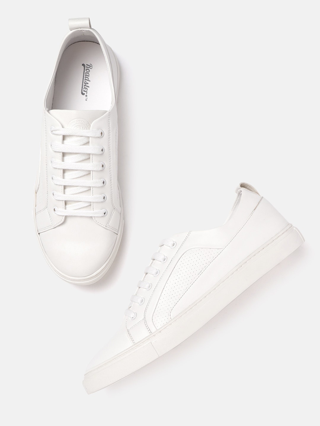 

The Roadster Lifestyle Co Men White Solid Sneakers with Perforations