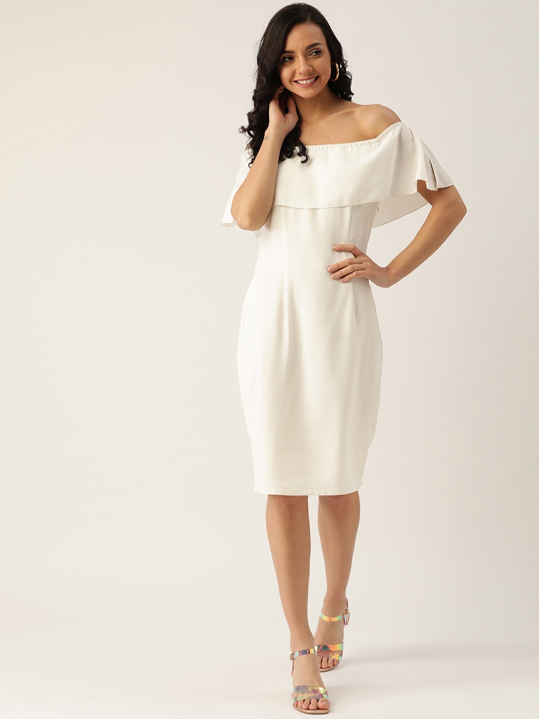 

DODO & MOA Women White Solid Sheath Dress