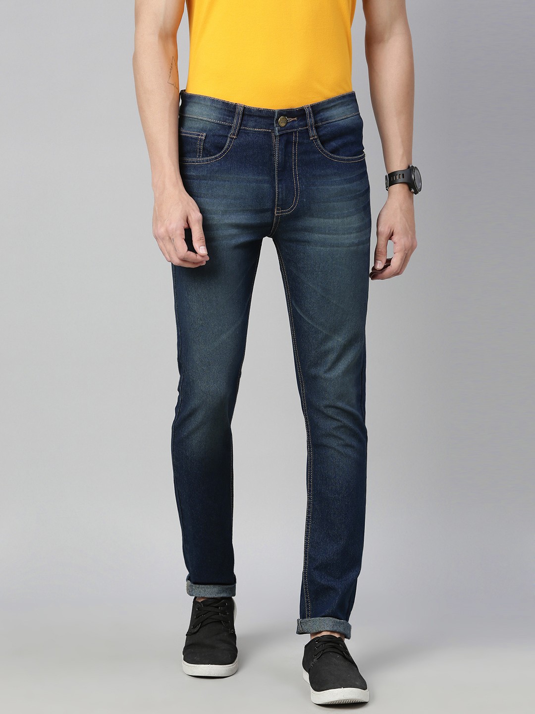 

Urbano Fashion Men Navy Blue Slim Fit Mid-Rise Clean Look Stretchable Jeans
