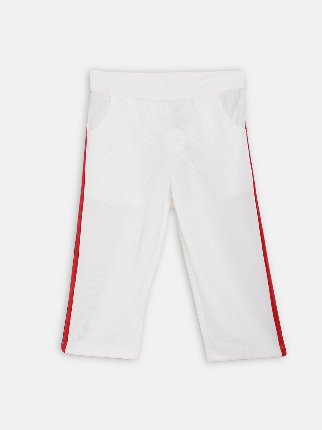 

ELLE Girls White & Red Solid Capris