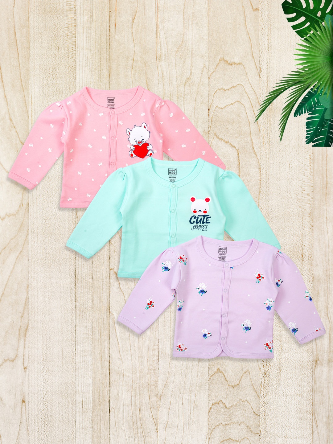 

MeeMee Girls Pack of 3 Printed Jhablas, Multi