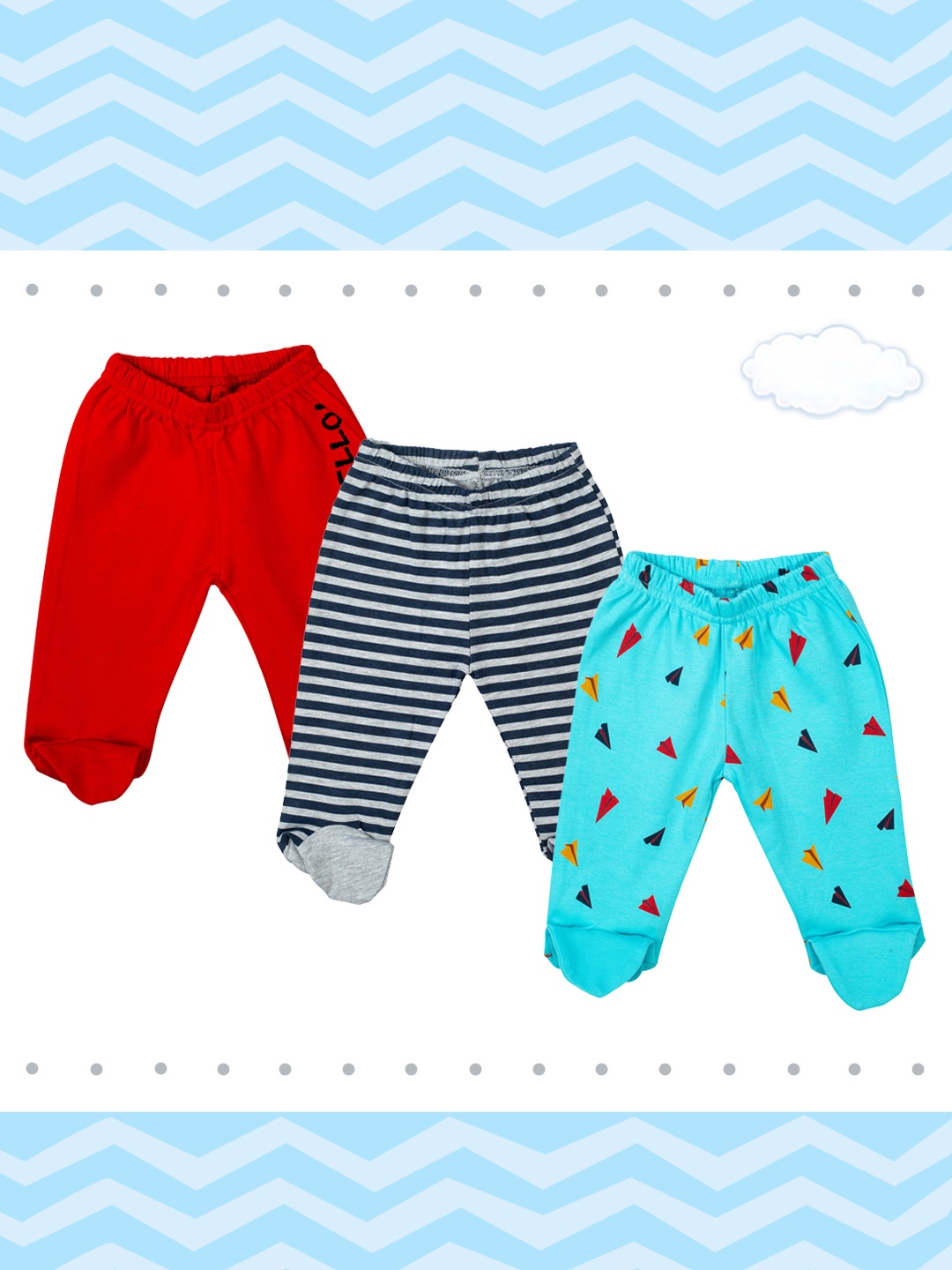 

MeeMee Infant Boys Pack of 3 Ankle-Length Leggings, Blue