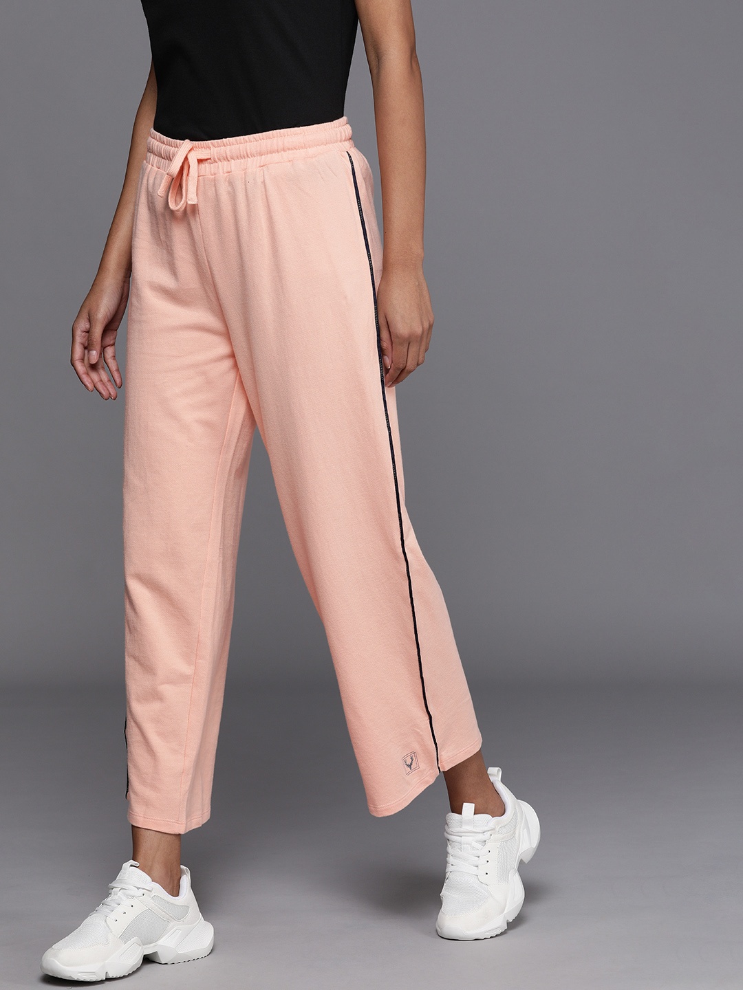 

Allen Solly Women Peach-Coloured Solid Side Paneled Track Pants