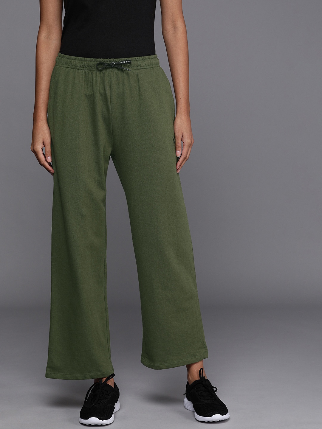

Allen Solly Women Olive Green Solid Straight Fit Track Pants