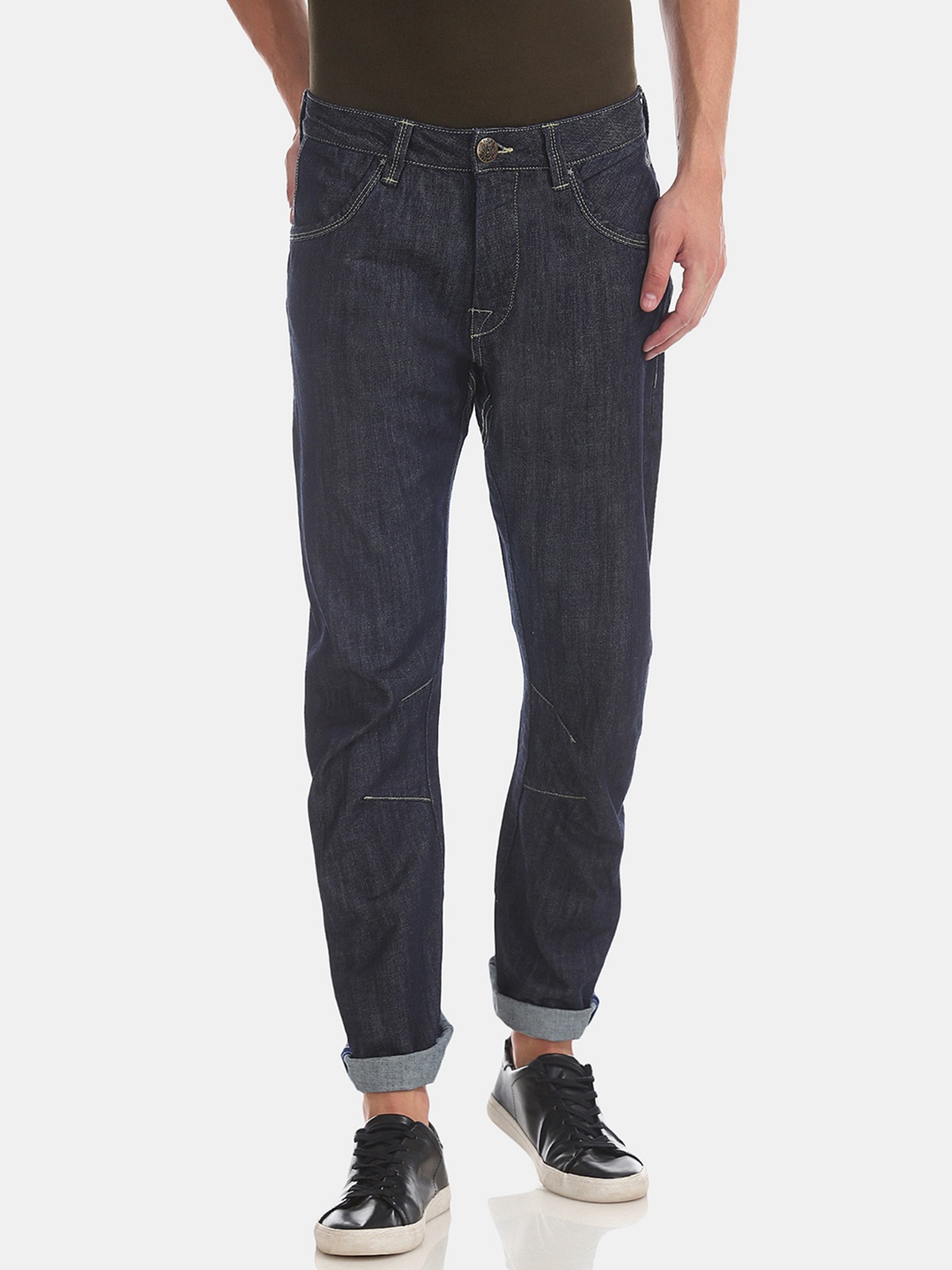 

Flying Machine Men Navy Blue Mid-Rise Clean Look Jeans