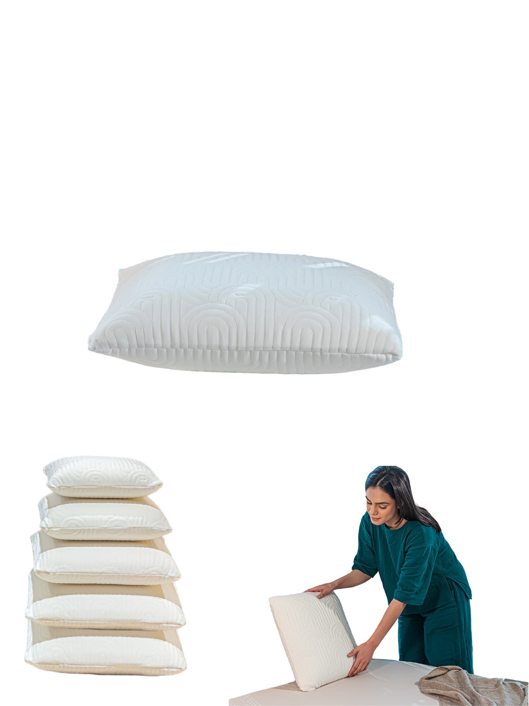 

The White Willow Set of 2 White Solid Floor Cushions, Off white