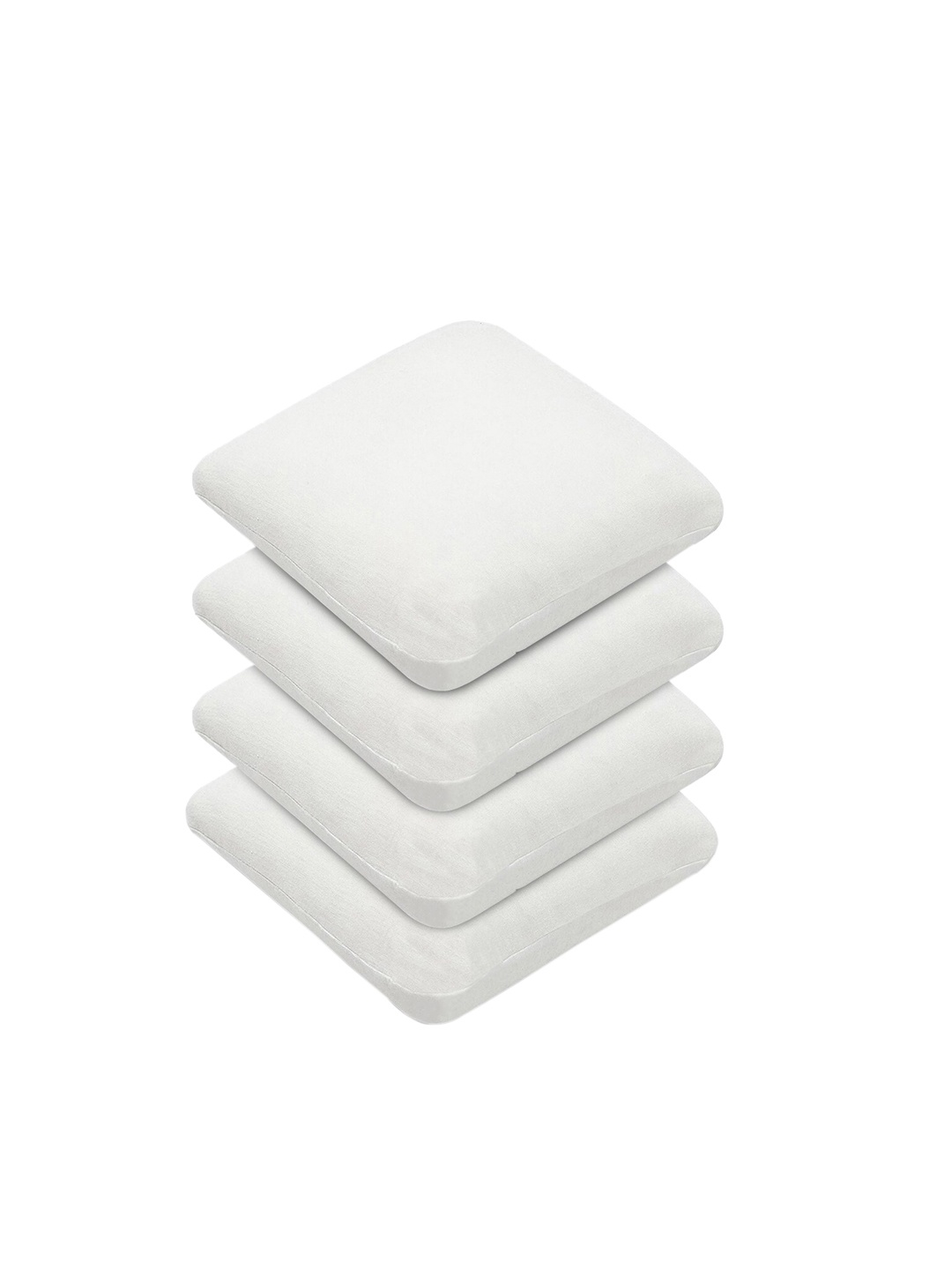 

The White Willow Set Of 4 White Solid Square Memory Foam Cushions