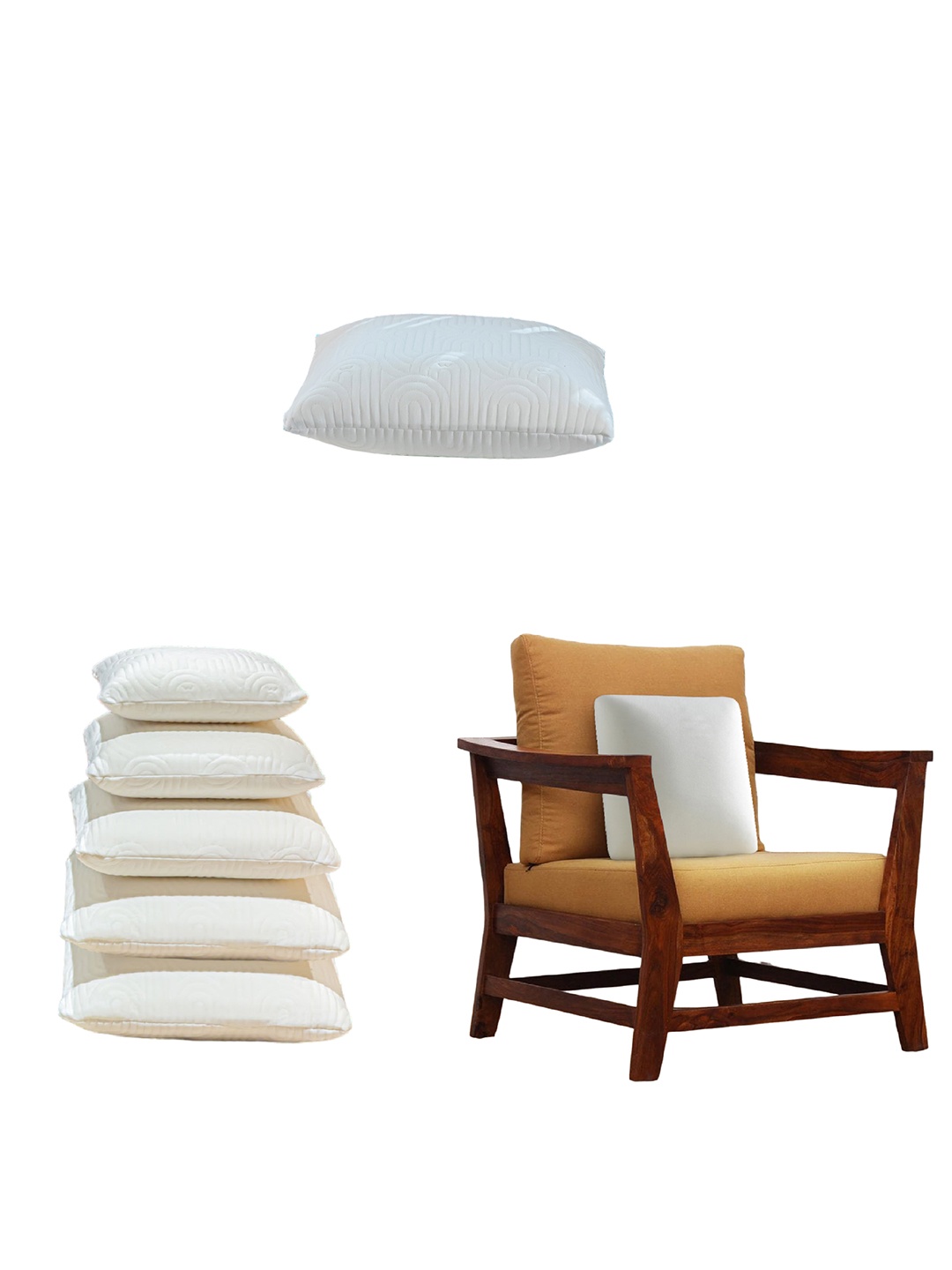 

The White Willow Set of 2 Off-White Memory Foam Soft Square Floor Cushions