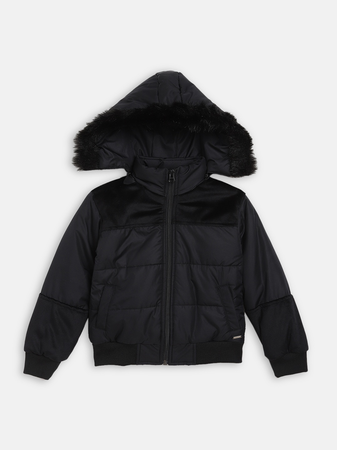 

Blue Giraffe Girls Black Colourblocked Puffer Jacket