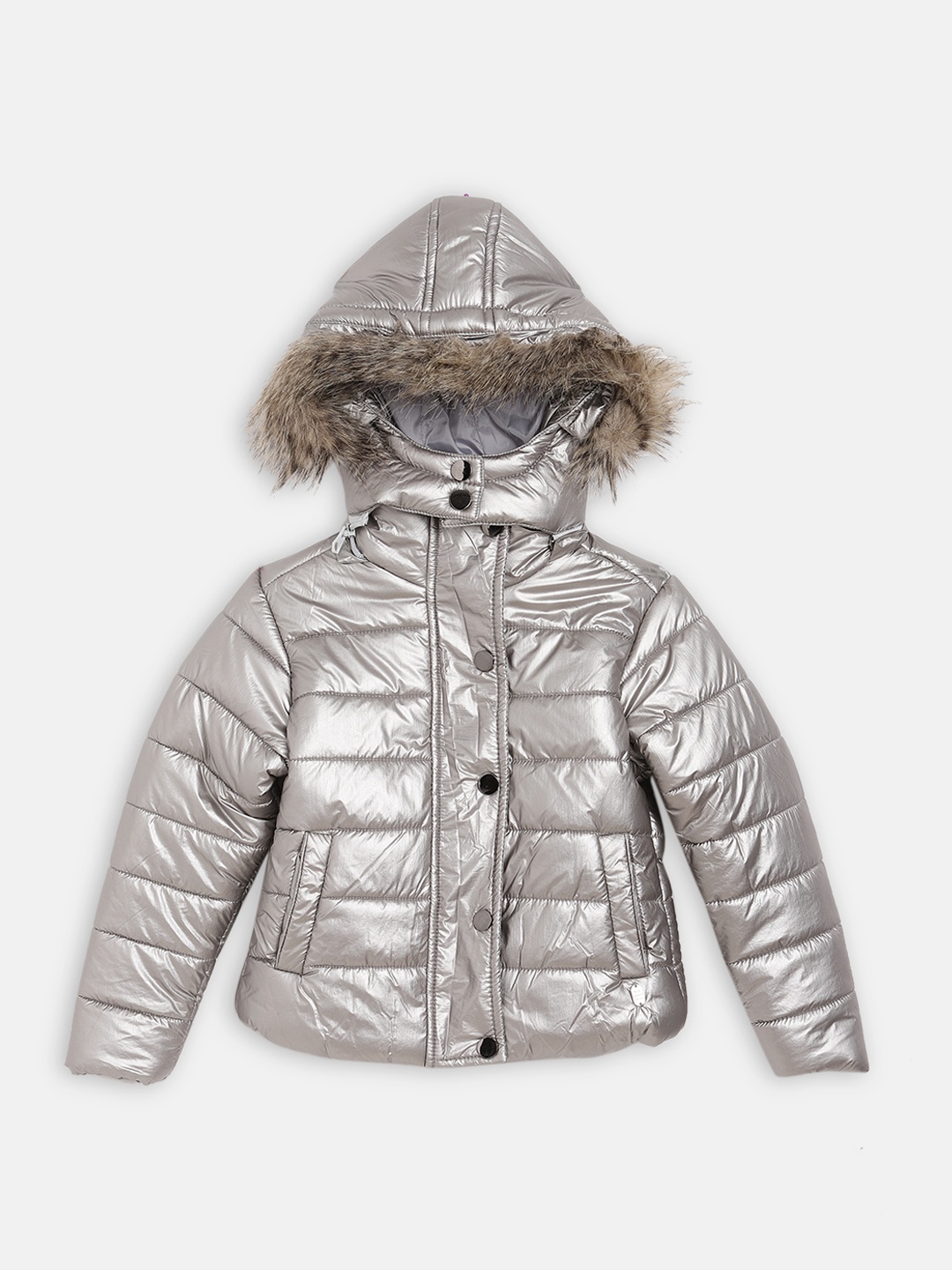 

Blue Giraffe Girls Silver-Toned Solid Parka