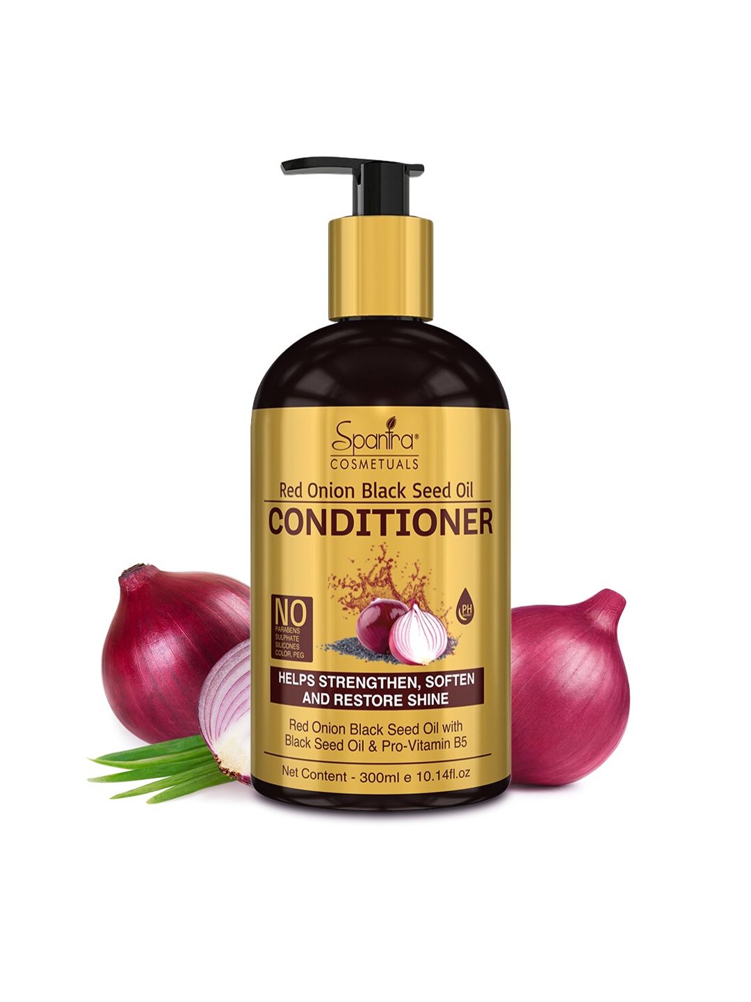 

Spantra Red Onion Black seed Oil Conditioner with Onion Oil Extract,300ml, Gold