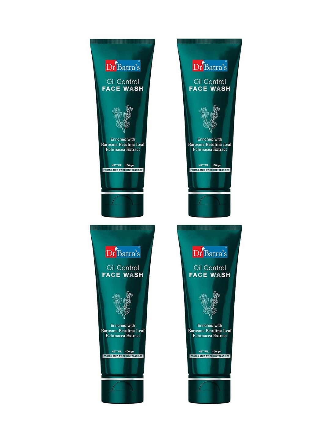 

Dr. Batras Set Of 4 Oil Control Face Wash Enriched With Barosma Betulina Leaf - 100g Each, Blue