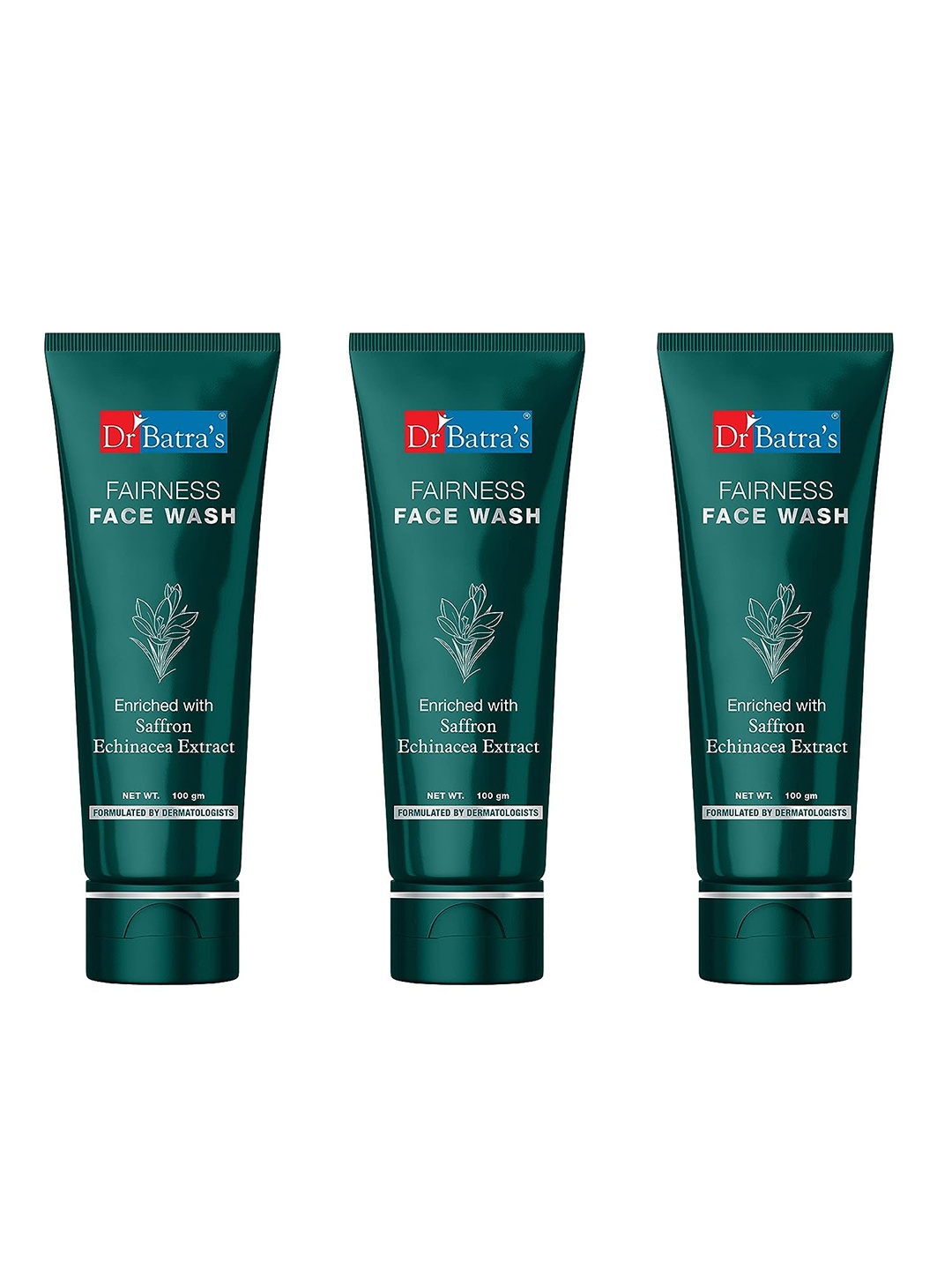 

Dr. Batras Set Of 3 Fairness Face Wash Enriched With Saffron & Echinacea Extract-100g Each, Blue