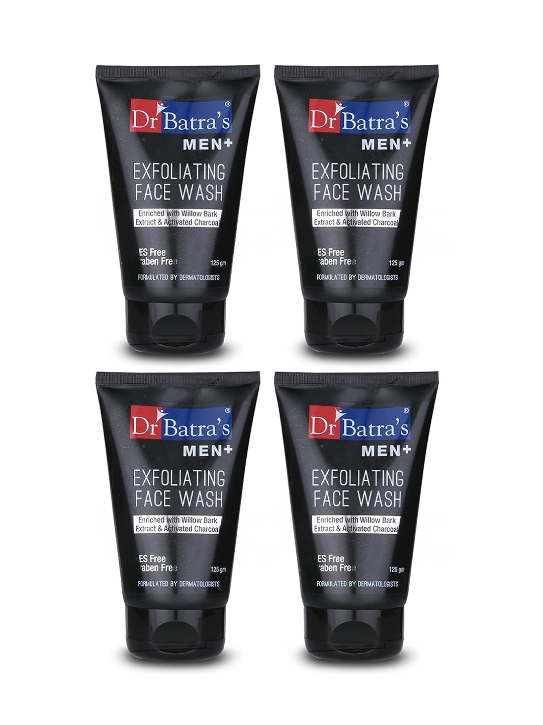 

Dr. Batras Set Of 4 Men+ Exfoliating Face Wash Enriched With Willow Bark - 125g Each, Black