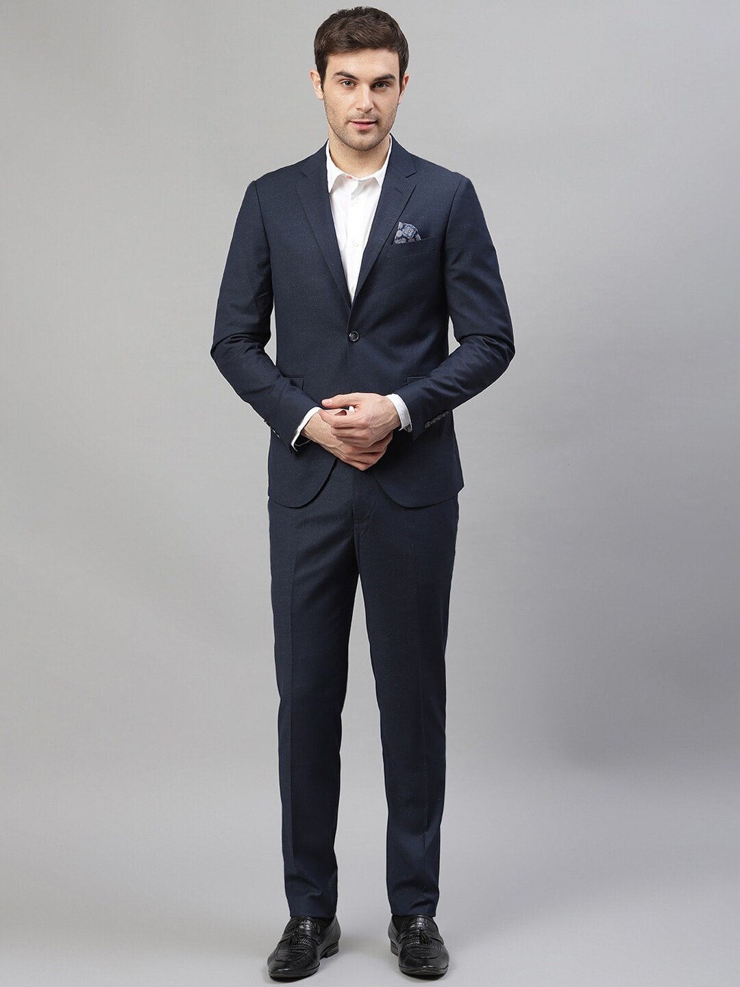 

LINDBERGH Men Navy Blue Solid Slim-Fit Single-Breasted Formal Suit