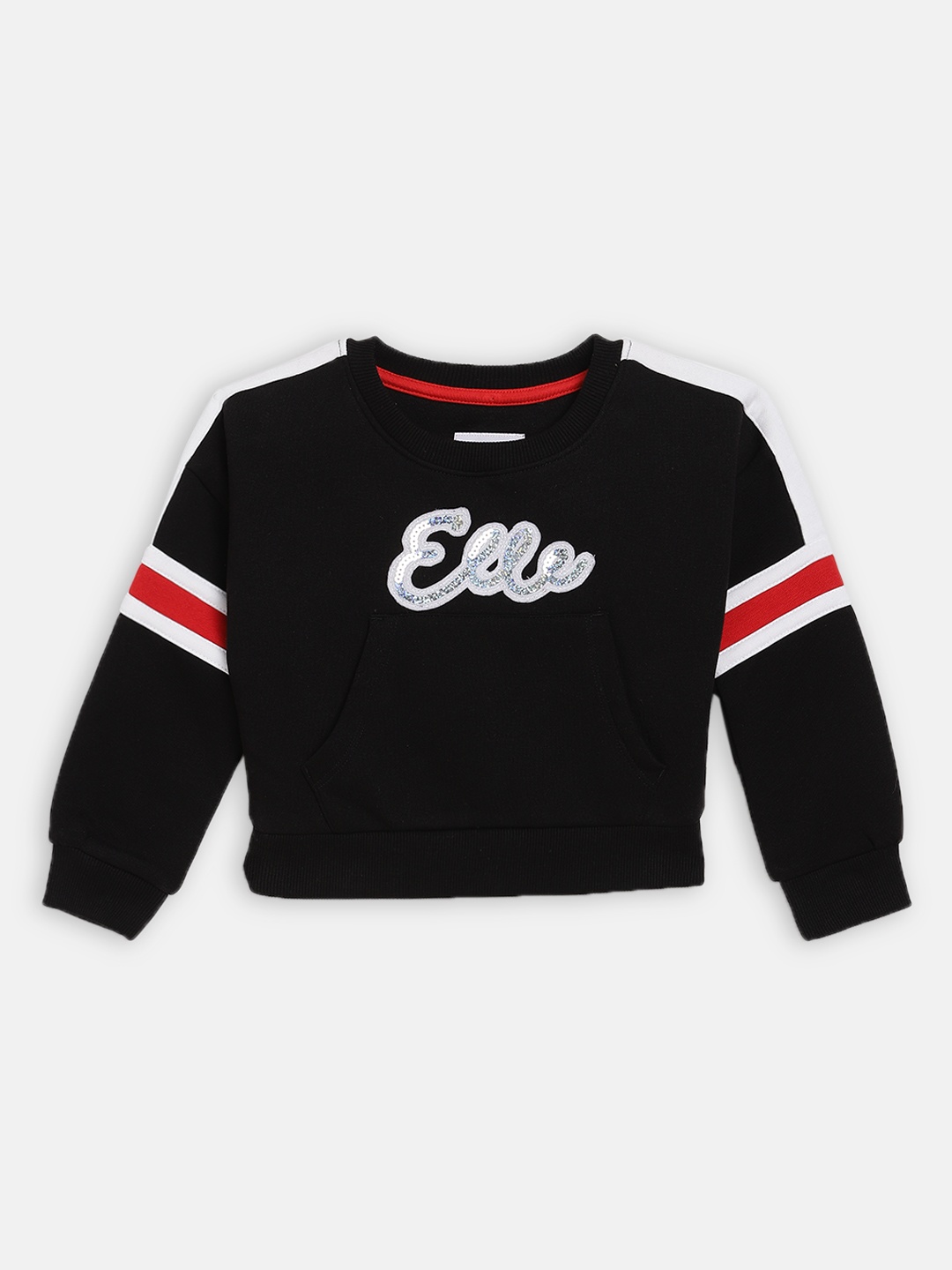 

ELLE Girls Black Self Design Sweatshirt