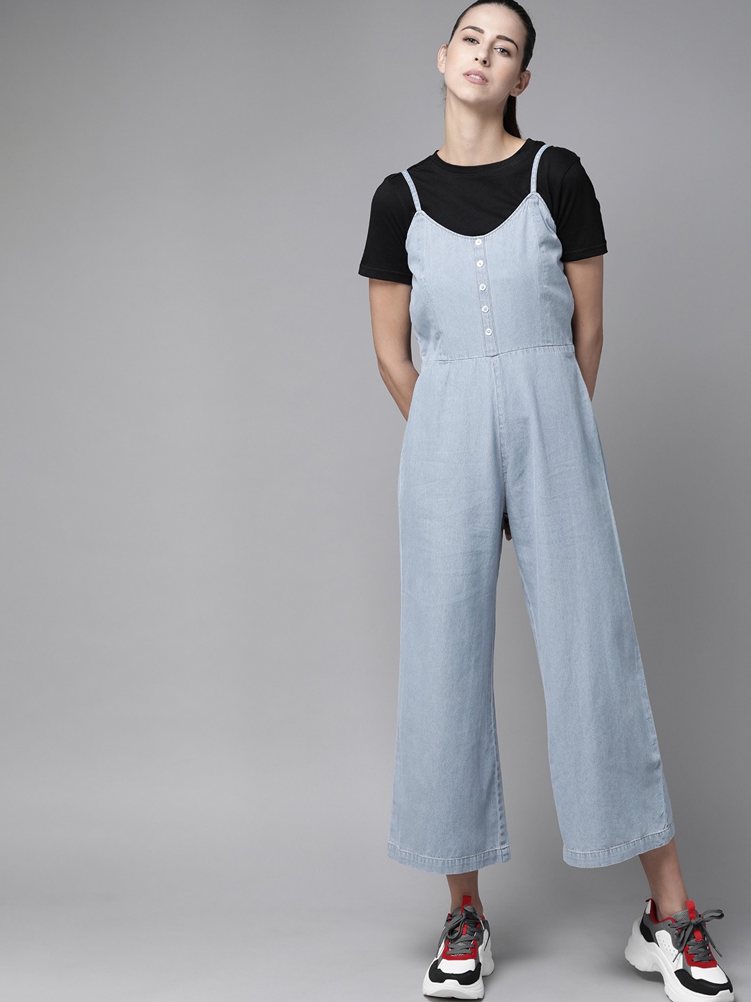 

The Roadster Lifestyle Co Blue Pure Cotton Basic Denim Jumpsuit