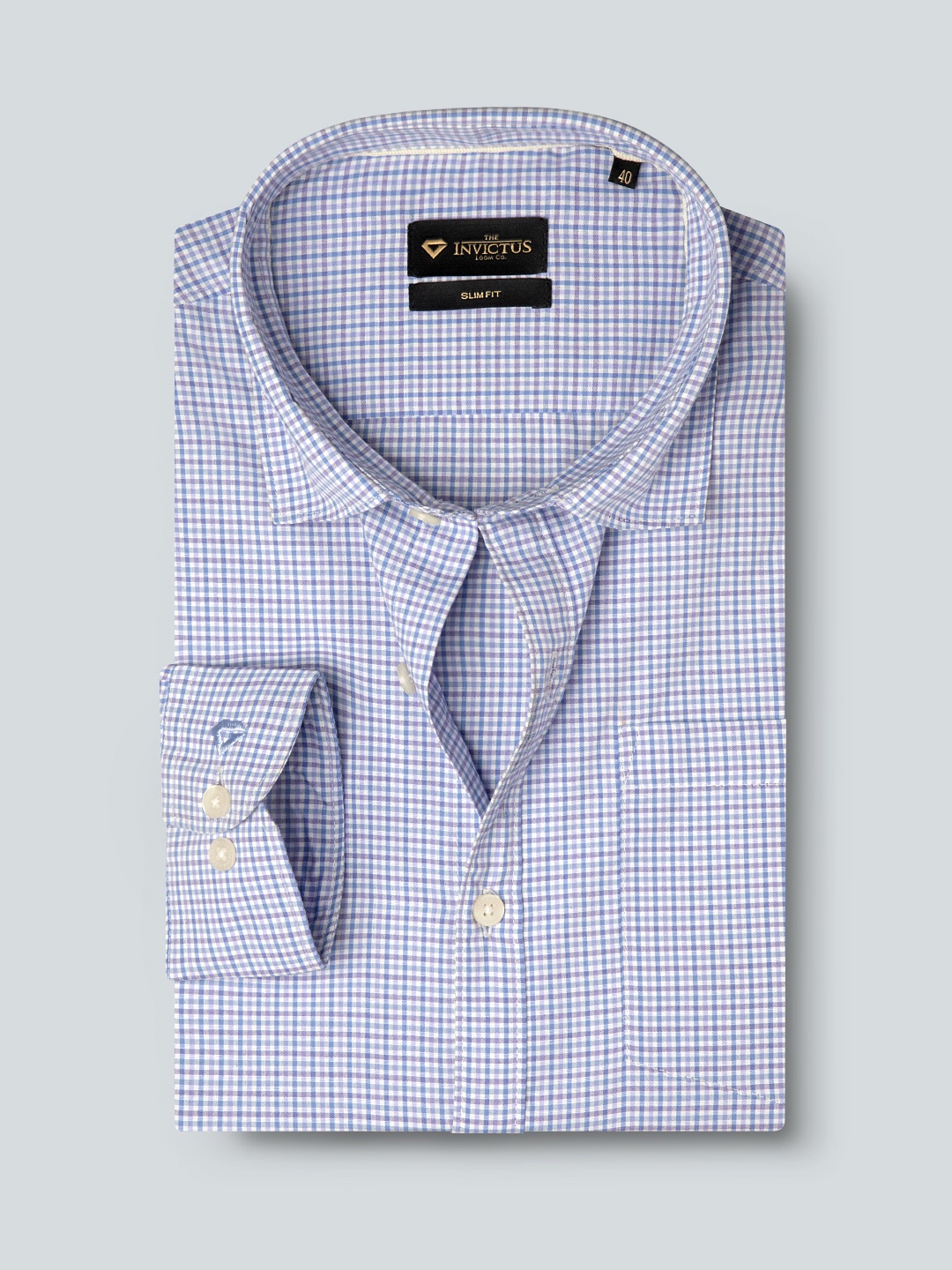 

INVICTUS Men Easy Care Blue & Pink Checked Formal Shirt