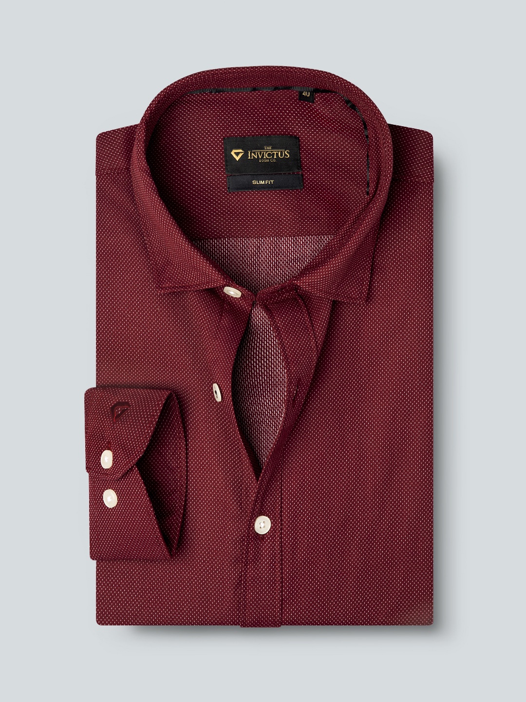 

INVICTUS Men Easy Care Maroon Self Design Sustainable Formal Shirt