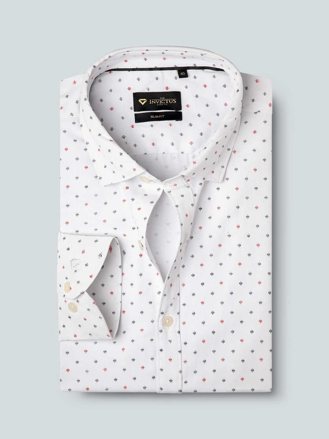 

INVICTUS Men Easy Care White & Black Printed Formal Shirt