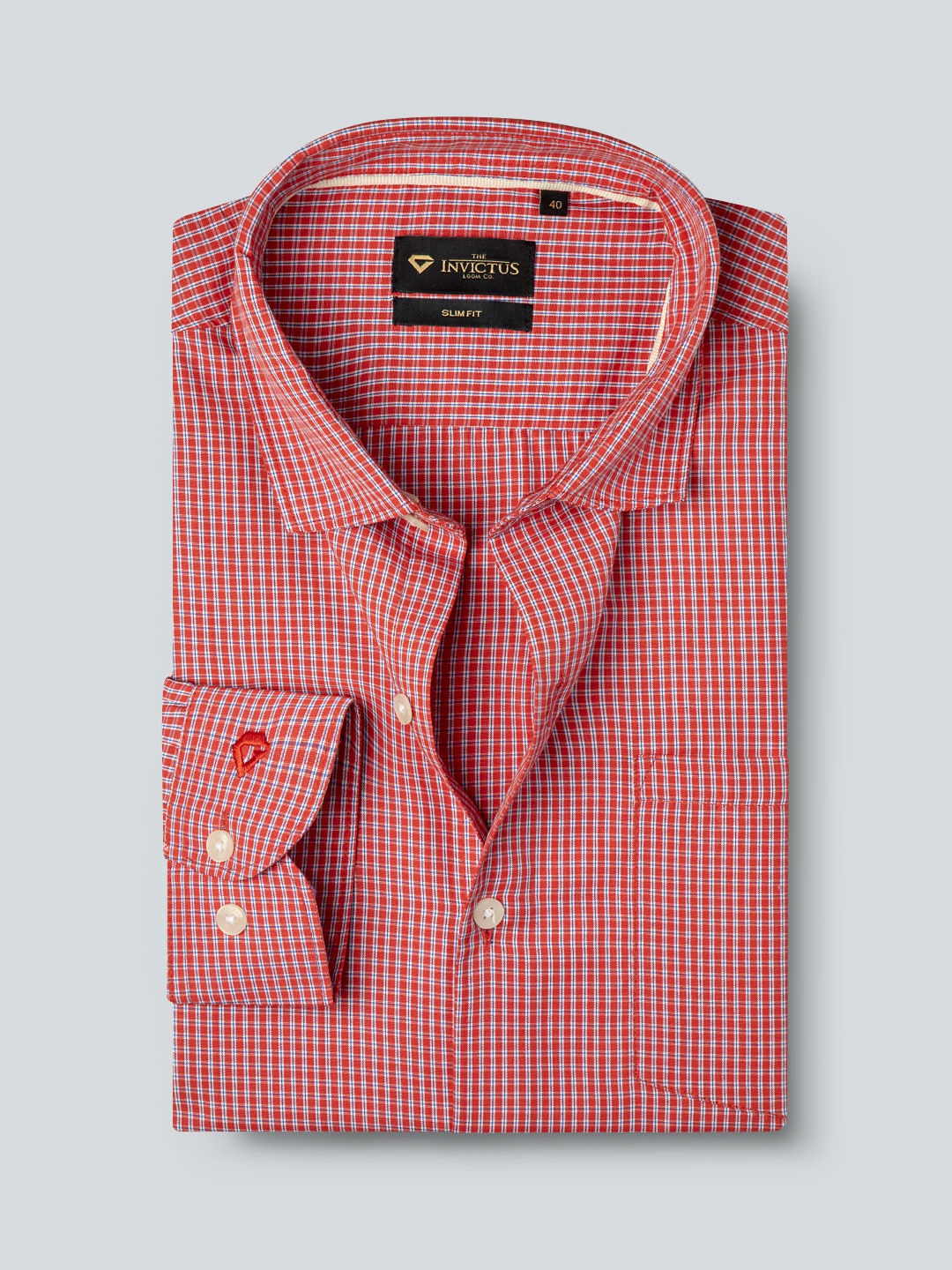 

INVICTUS Men Easy Care Red & White Checked Formal Shirt