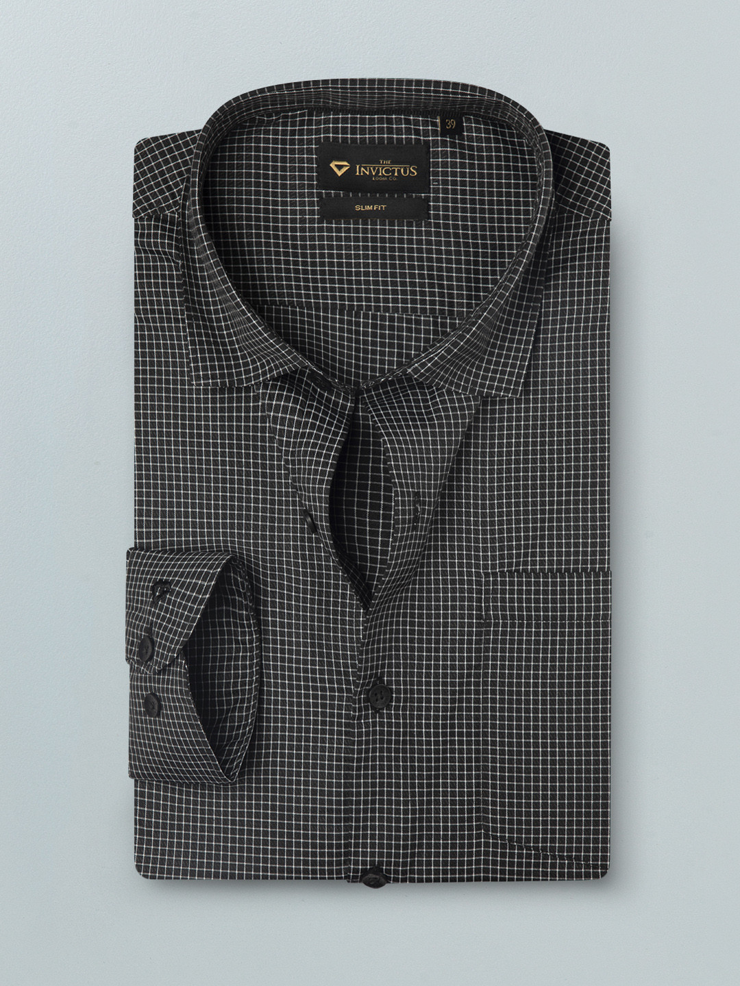 

INVICTUS Men Easy Care Black & White Iron Free Checked Sustainable Formal Shirt