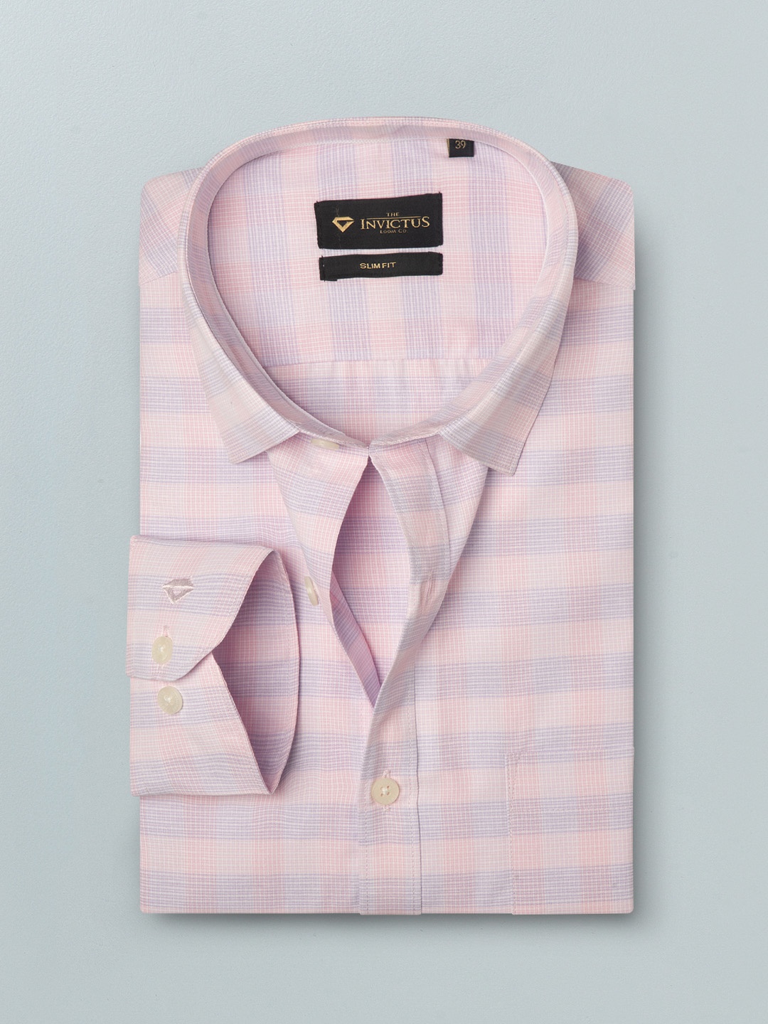 

INVICTUS Men Easy Care Pink & Purple Checked SemiSustainable Formal Shirt
