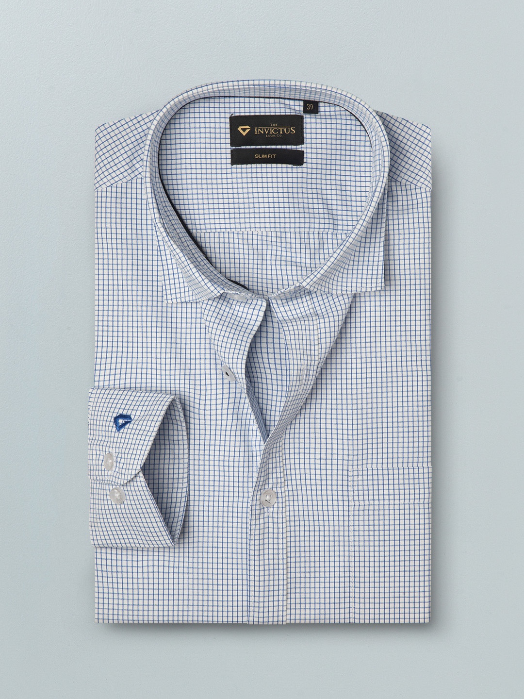 

INVICTUS Men Easy Care White Grid Tattersall Checked Sustainable Formal Shirt