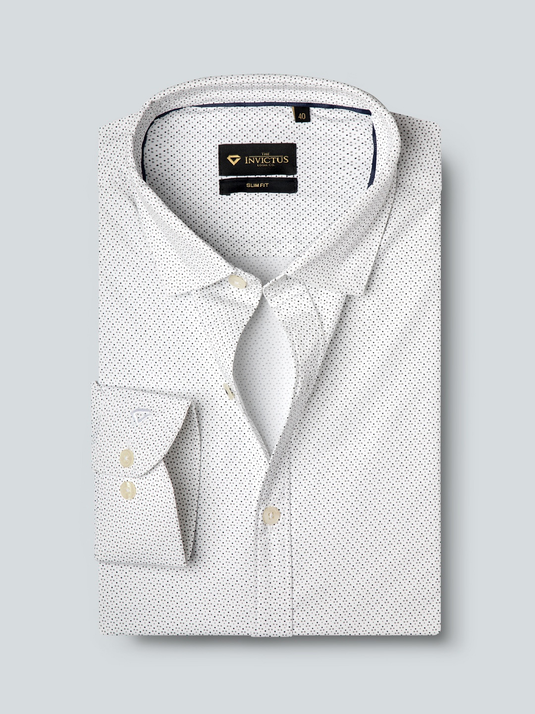 

INVICTUS Men Easy Care White & Black Printed Formal Shirt