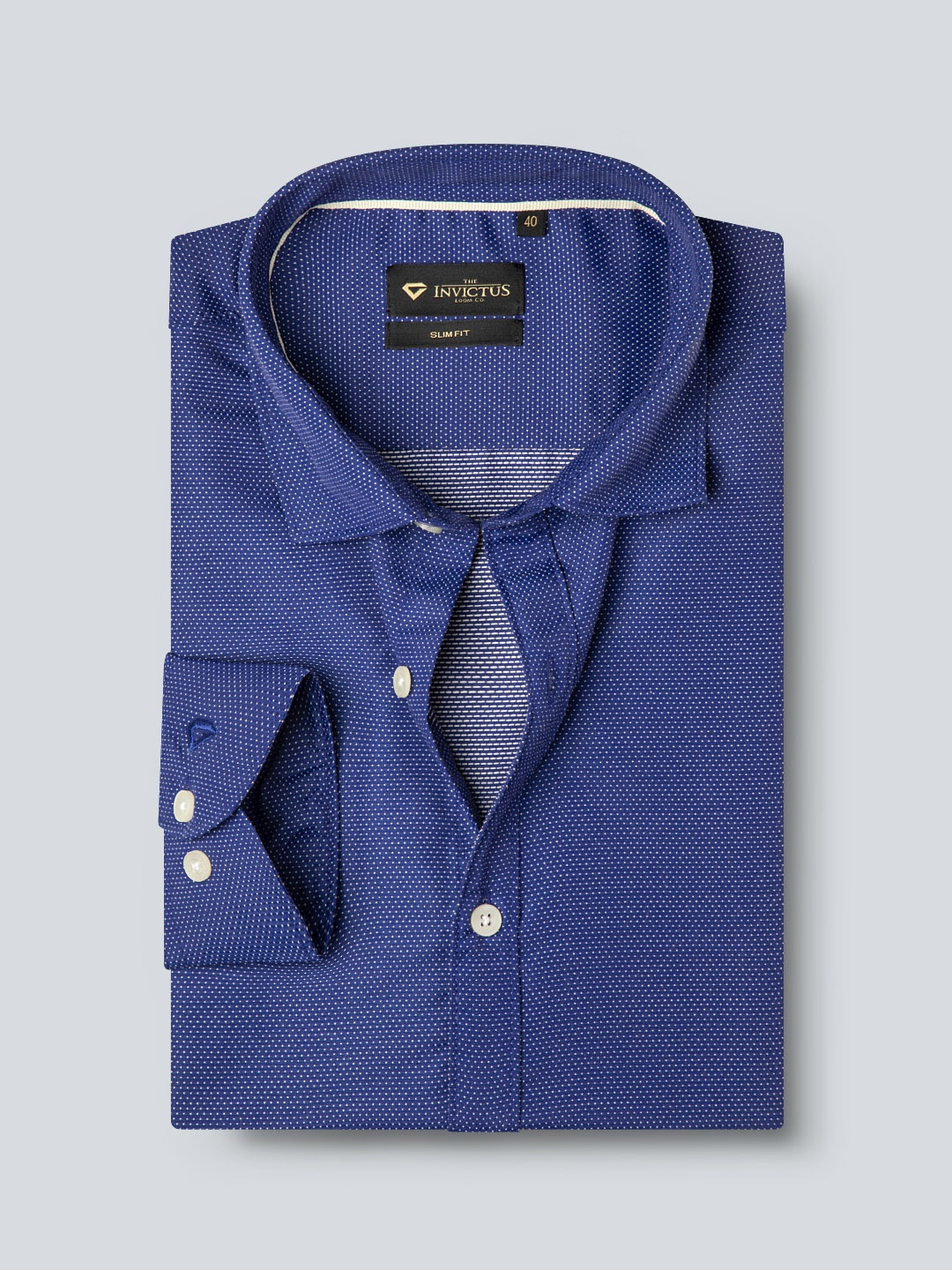 

INVICTUS Men Easy Care Navy Blue & White Printed Formal Shirt