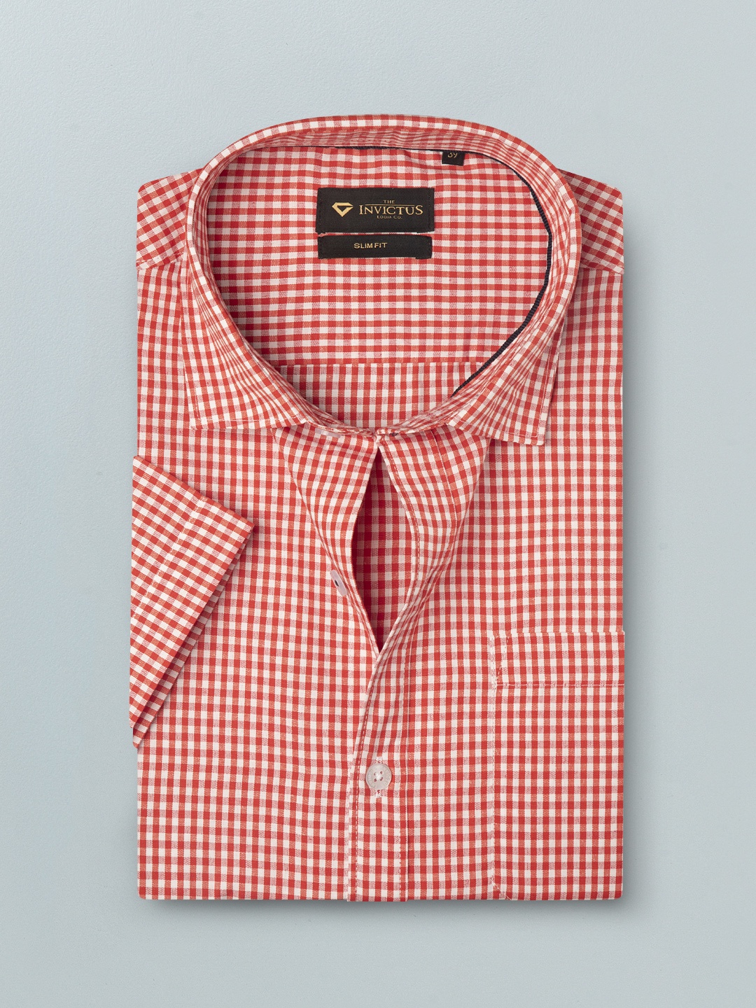 

INVICTUS Men Red & White Easy Care Checked Sustainable Formal Shirt