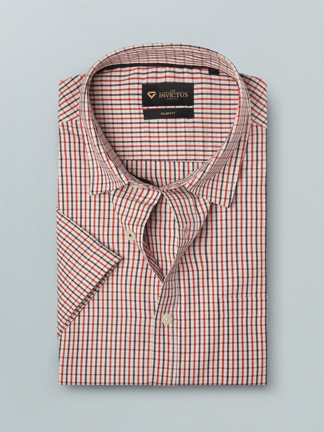 

INVICTUS Men Easy Care White & Red Checked Formal Shirt