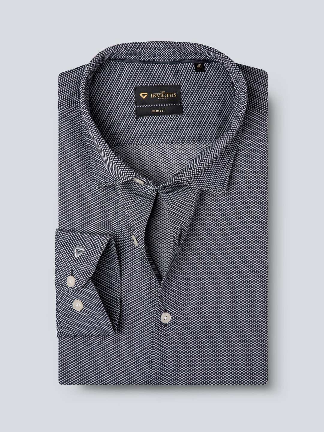 

INVICTUS Men Easy Care Black & White Printed Formal Shirt