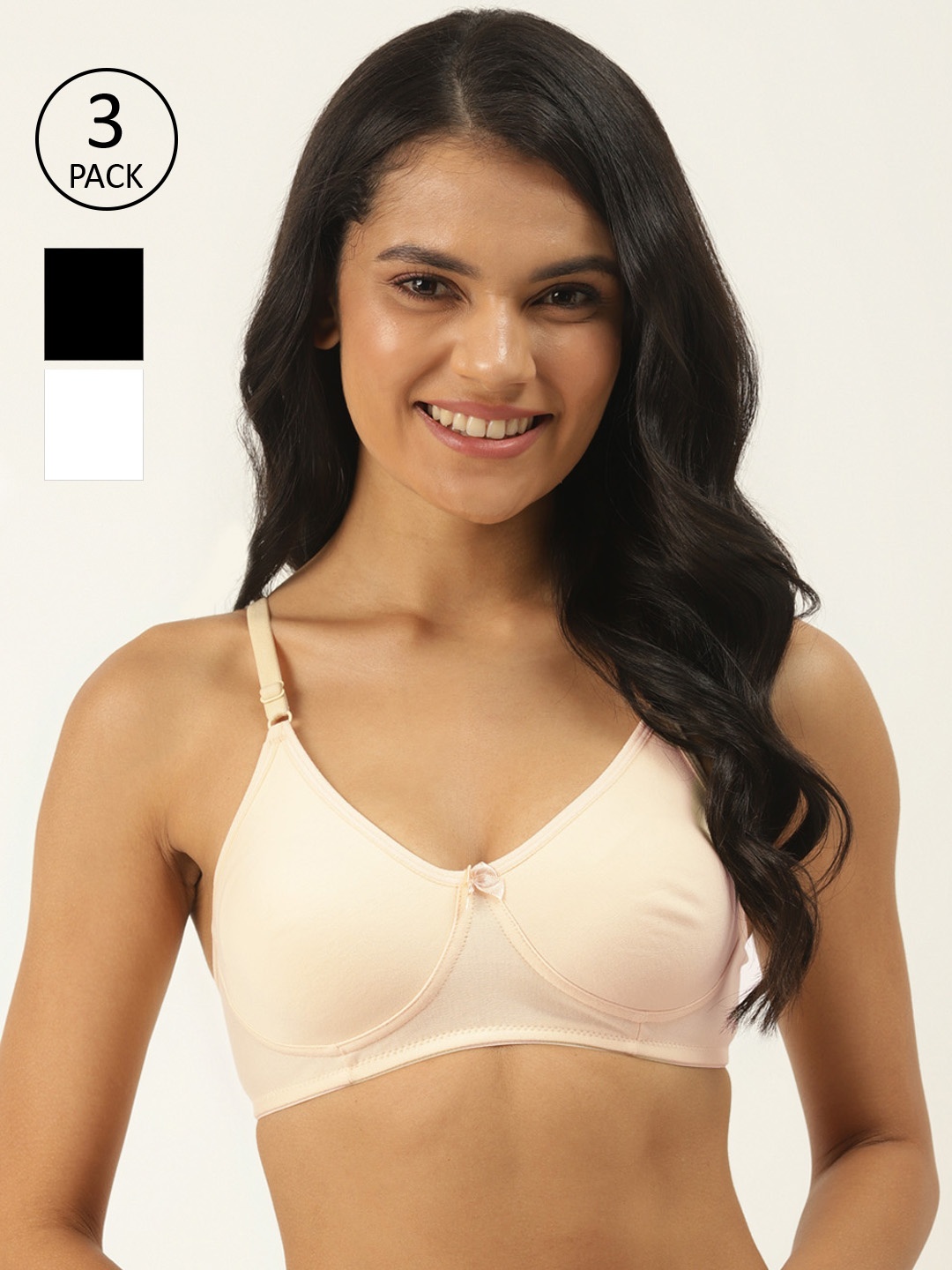 

Softskin Pack of 3 Solid Non-Wired Non Padded T-shirt Bras WSB_30B_3, Cream