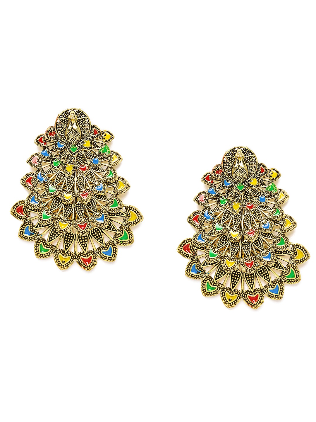 

Kord Store Green Gold-Plated Meenakari Classic Chandbalis