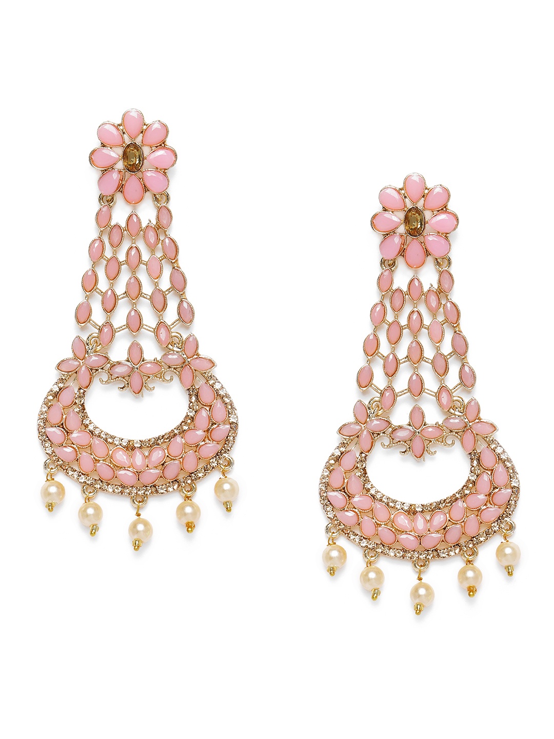 

Kord Store Pink Gold-Plated Kundan Moti Work Chandbalis
