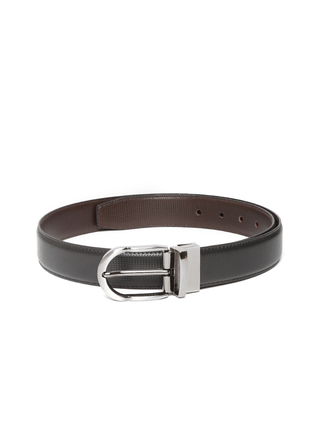 

Ultimo Men Black & Coffee Brown Textured Reversible Formal Belt