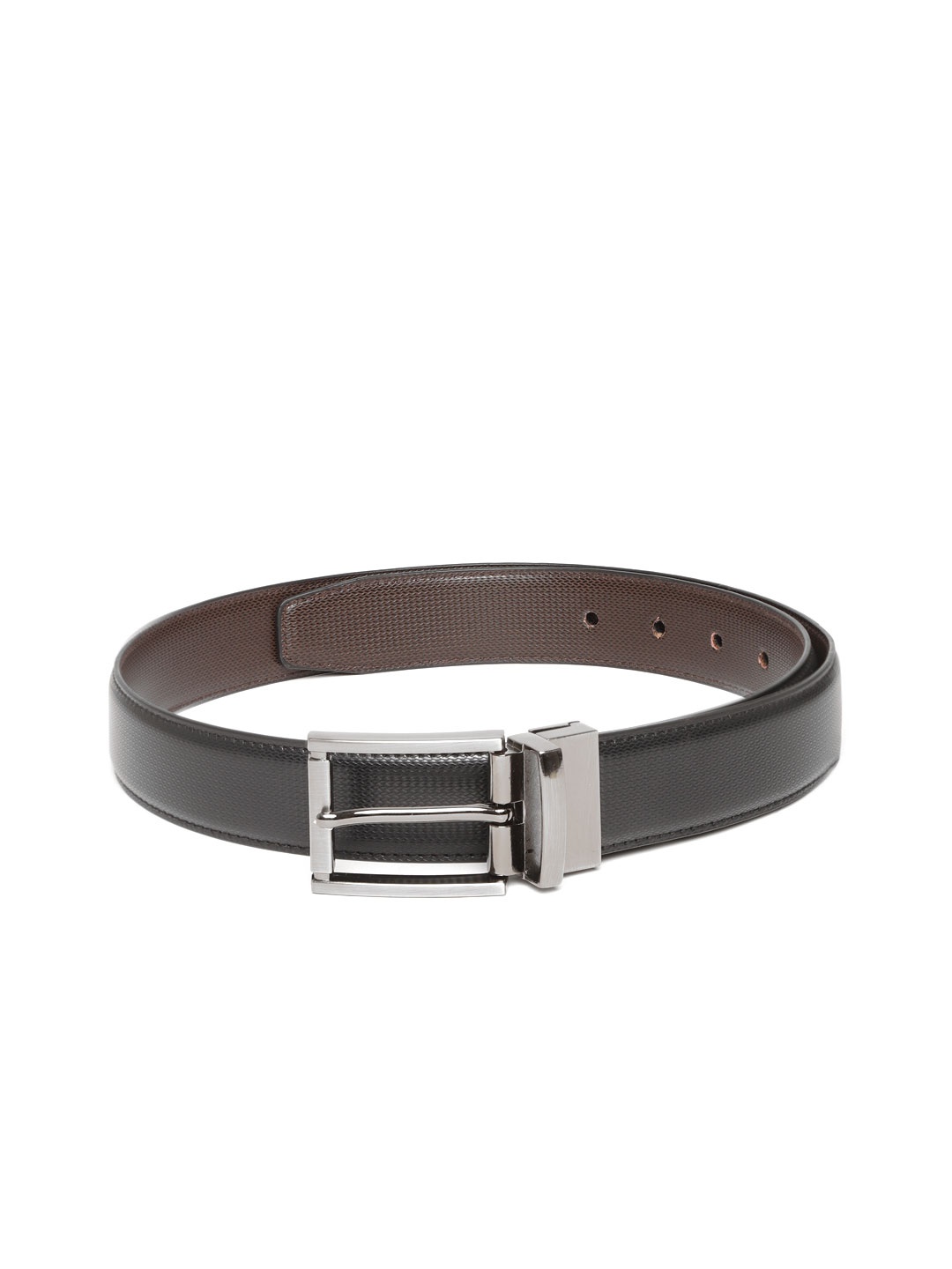 

Ultimo Men Black & Coffee Brown Textured Reversible Formal Belt